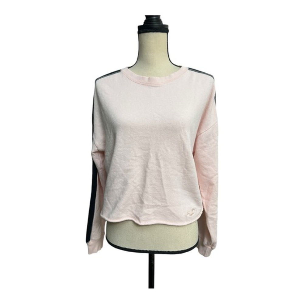 Vintage Y2K Hollister Pink Cropped Sweatshirt with Black Accents Size M - Picture 1 of 5